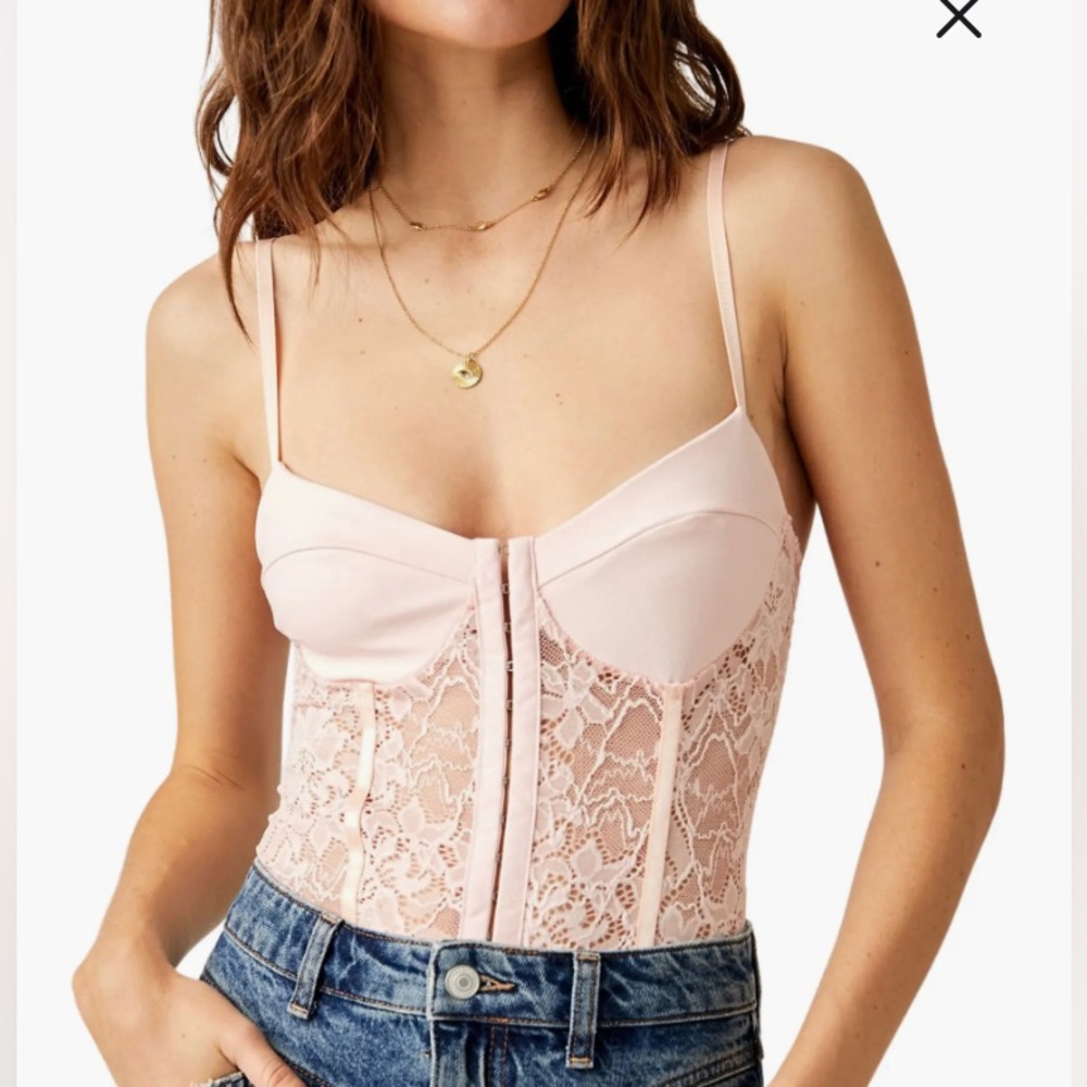 Free People Rhythm‎ Lace Corset Bodysuit
size XL NWOT